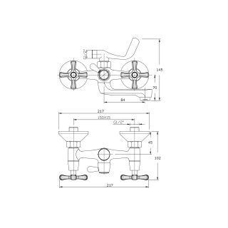 Смеситель для ванны с коротким изливом RUSH Bianki (BI7650-44)